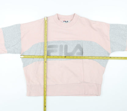 Back view of Fila Women's Pink & Grey Logo Sweatshirt Small Cotton Blend