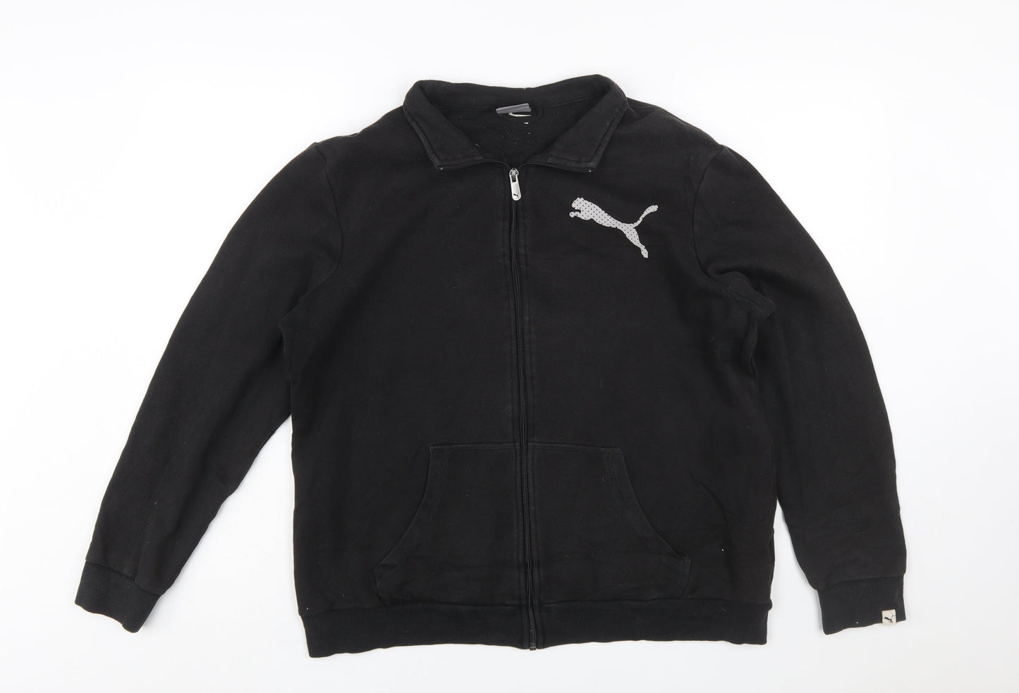 Puma Women Black Size 16 Full Zip Sweatshirt Cotton Blend