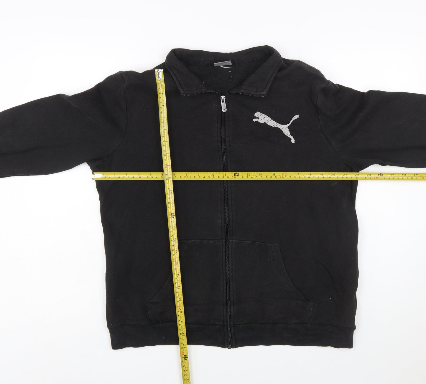 Puma Women Black Size 16 Full Zip Sweatshirt Cotton Blend