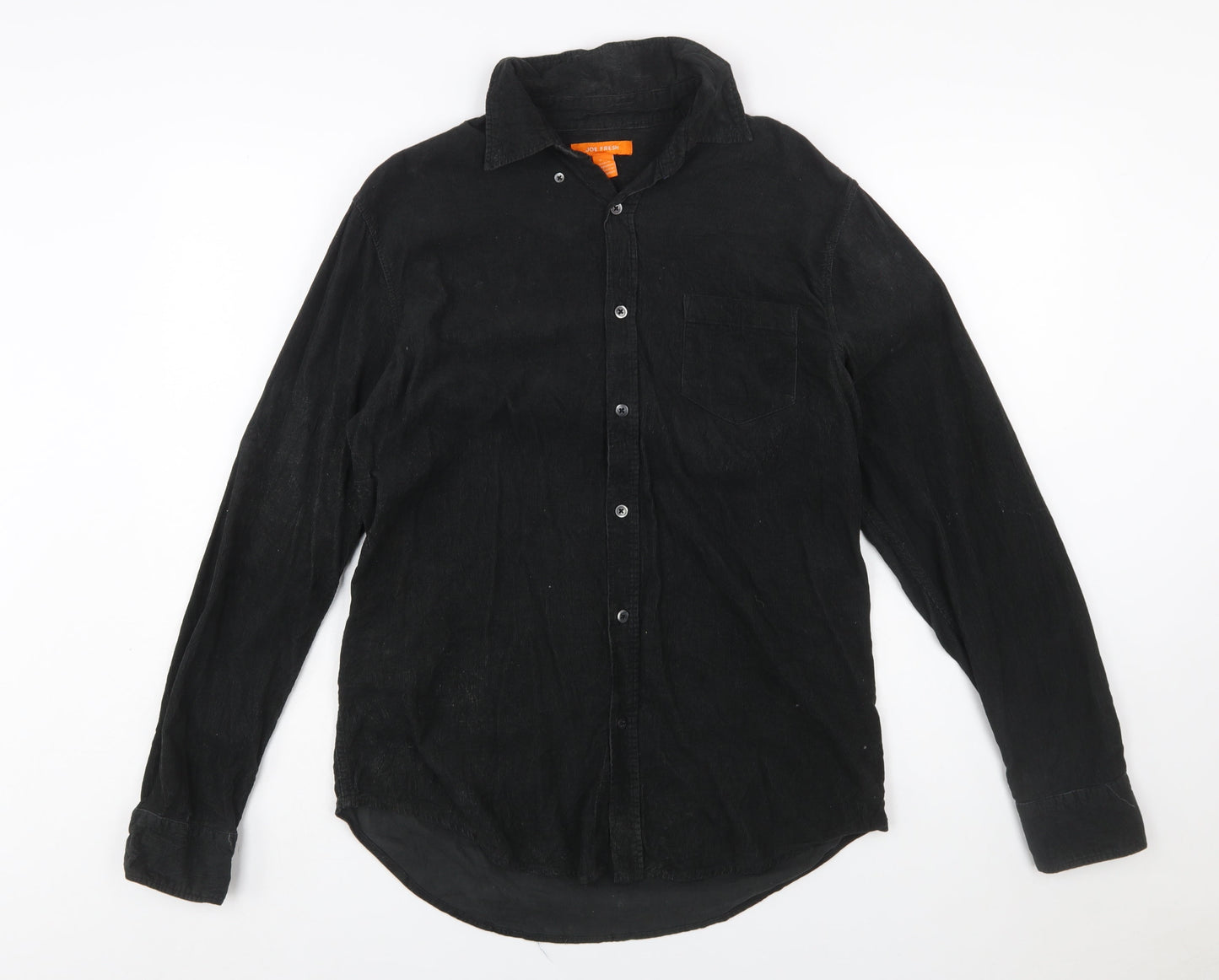 Joe Fresh Men's Black Cotton Corduroy Long Sleeve Button-Up Shirt S