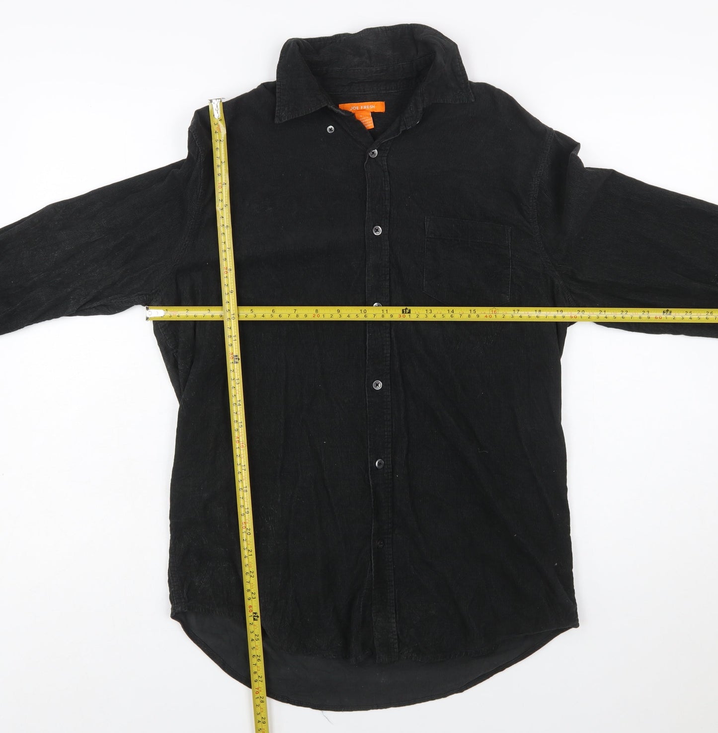 Joe Fresh Men's Black Cotton Corduroy Long Sleeve Button-Up Shirt S