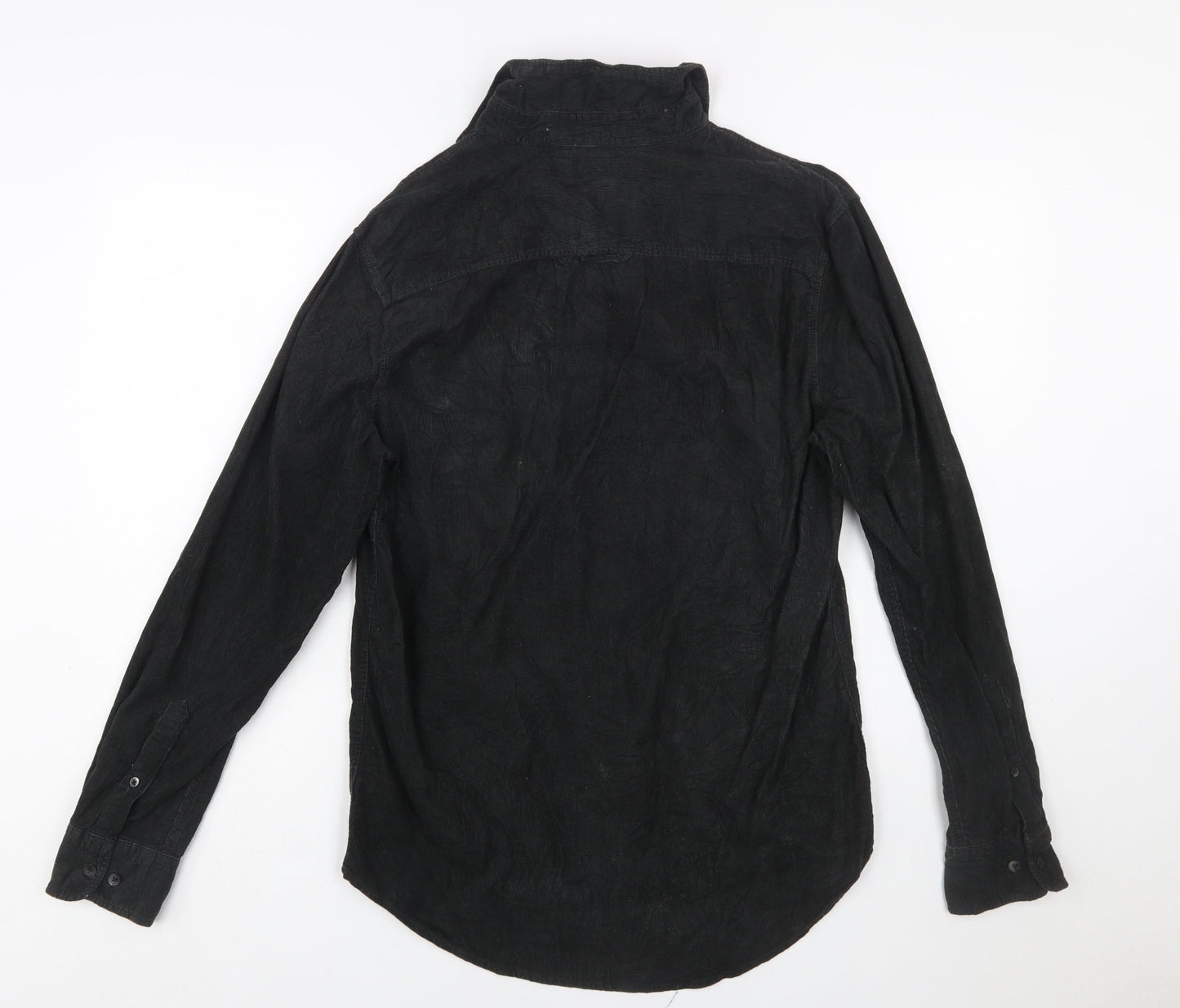 Joe Fresh Men's Black Cotton Corduroy Long Sleeve Button-Up Shirt S