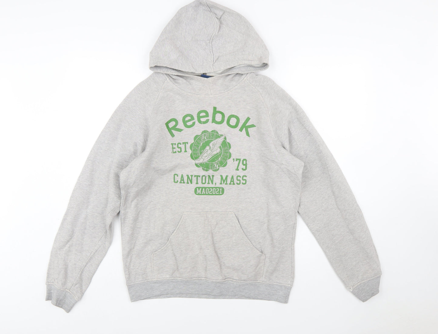 Reebok Women's Grey Pullover Hoodie Small Graphic Print Casual