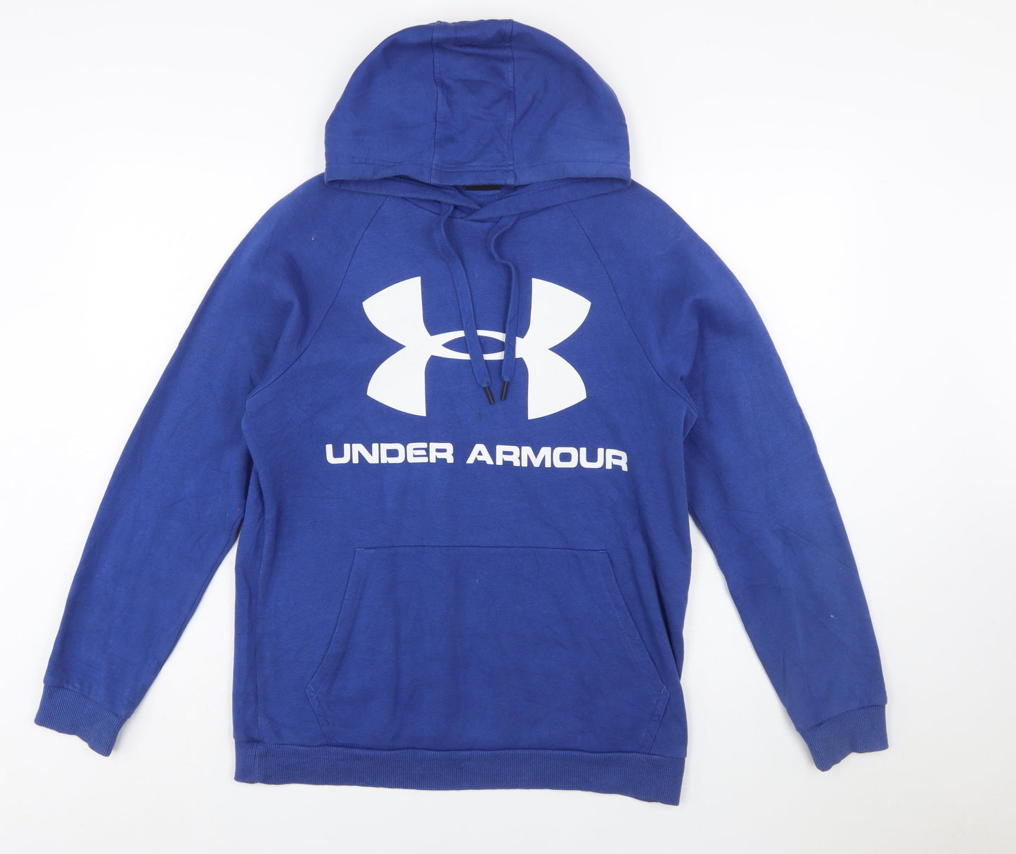 Under Armour Men's Blue Pullover Hoodie Small Logo Sports Fleece