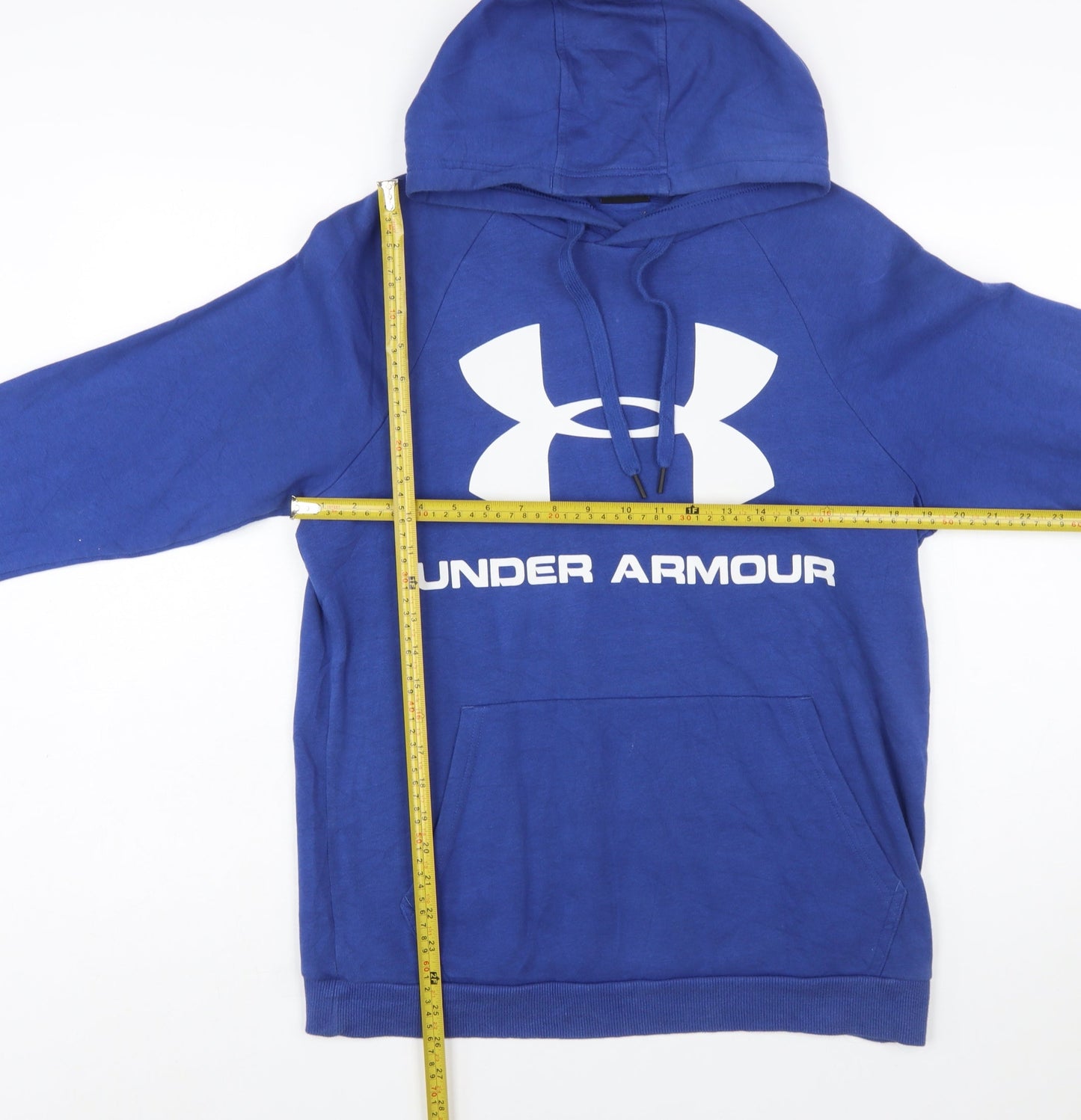 Under Armour Men's Blue Pullover Hoodie Small Logo Sports Fleece