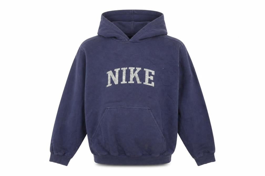 Nike Boys Blue Pullover Hoodie L 14-16 Logo Print Cotton Blend