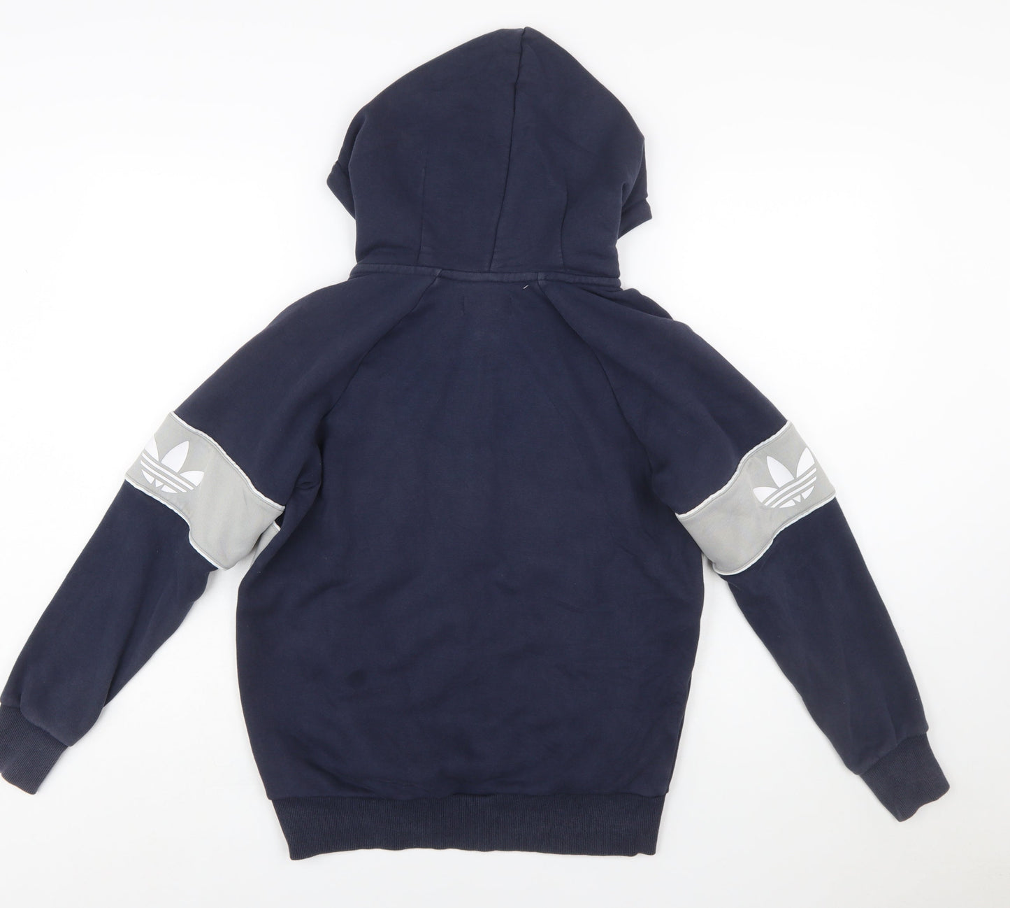 Adidas Women Navy & Grey 1/2 Zip Hoodie UK 8 Cotton Blend Classic