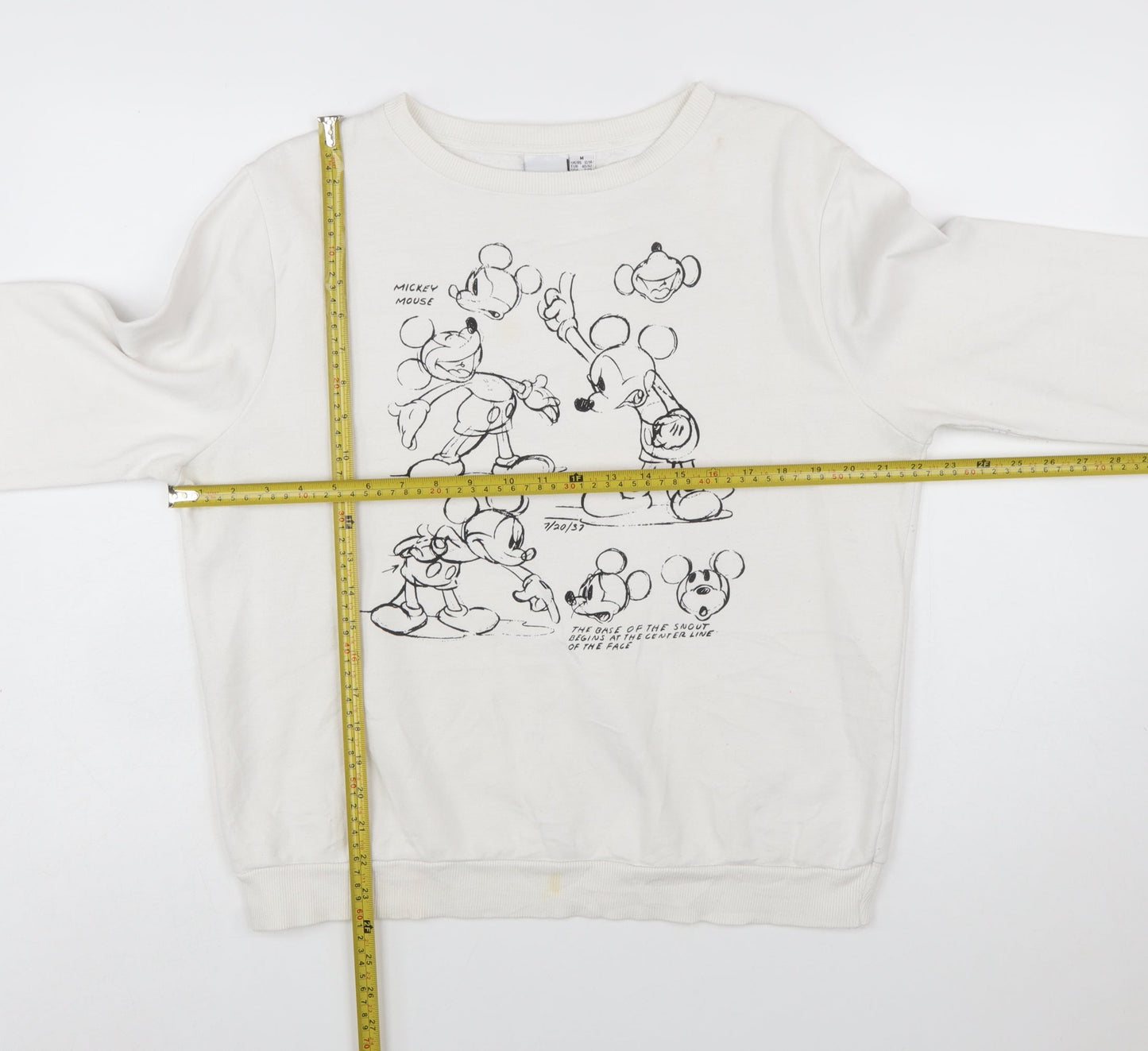 Disney x Primark Women White Mickey Mouse Graphic Sweatshirt M 12/14