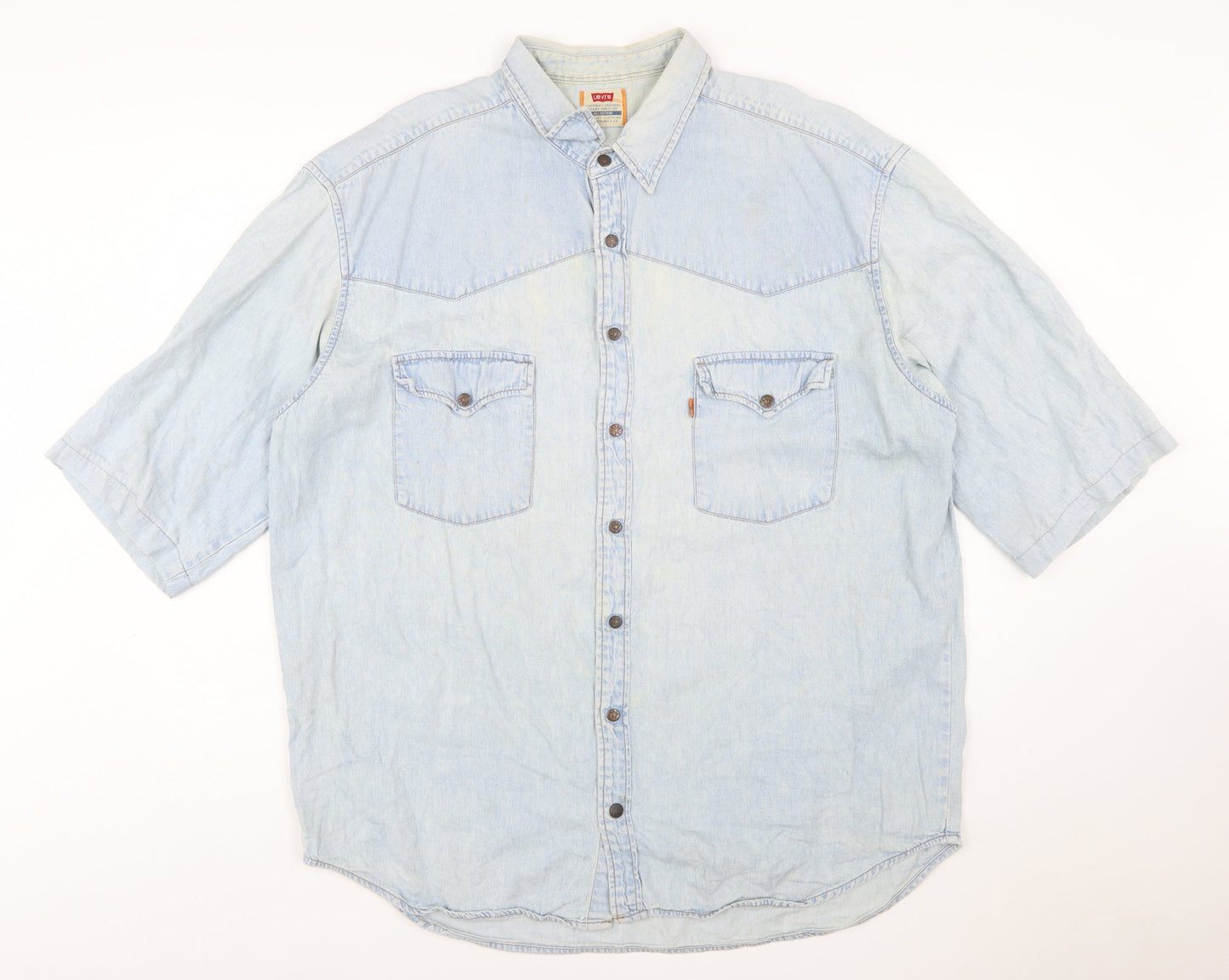Levi's Men's Blue Denim Western Short Sleeve Shirt 2XL