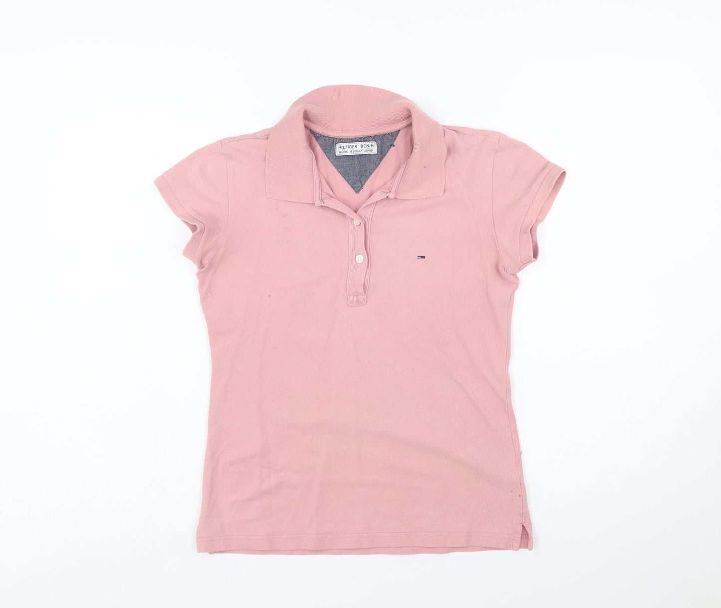 Hilfiger Denim Women's Pink Polo Shirt Medium Slim Fit Cotton