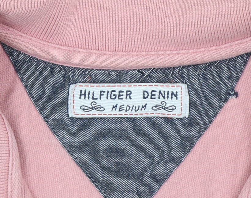 Hilfiger Denim Women's Pink Polo Shirt Medium Slim Fit Cotton