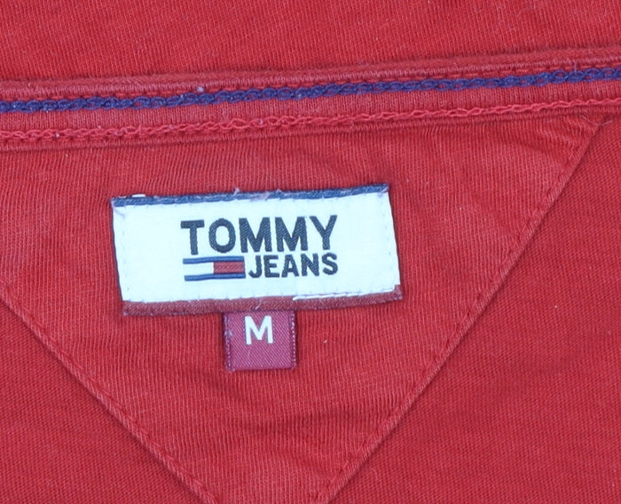 Tommy Jeans Women's Red V-Neck Cotton T-Shirt Size M