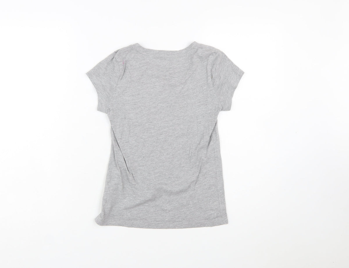 adidas Girls Grey Logo Short Sleeve T-Shirt Size M Lightweight Active Top