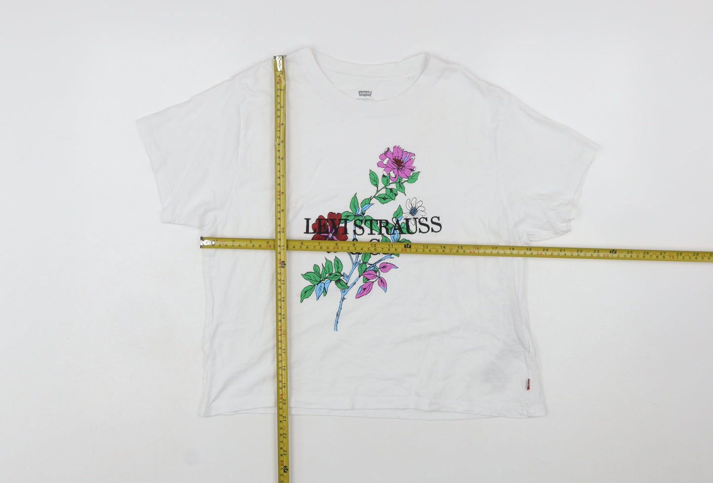 Levi's Women's White Floral Embroidered Cotton T-Shirt Size S