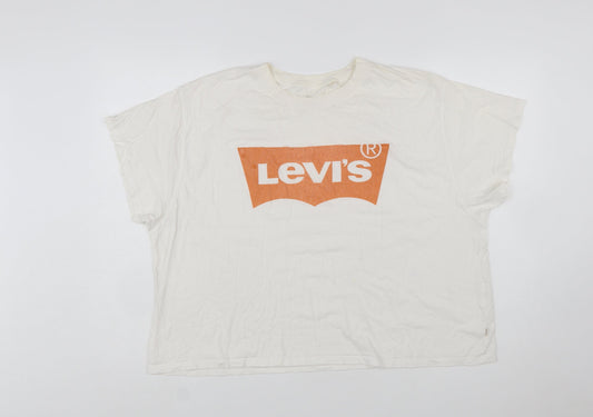 Levi's Women's White XL Short Sleeve Logo Cotton T-Shirt