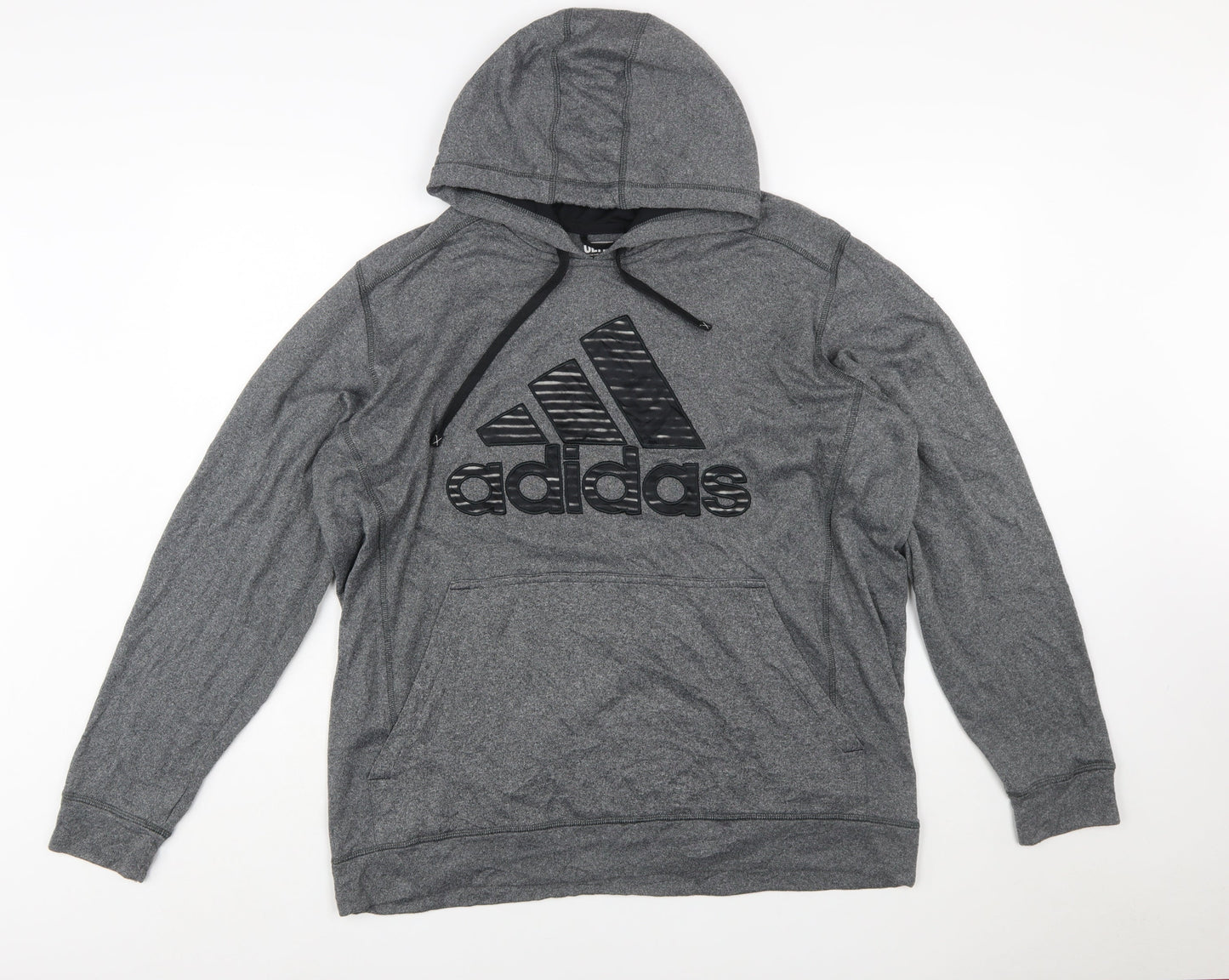Adidas Men’s Grey 2XL Pullover Hoodie Sports Fleece Sweatshirt
