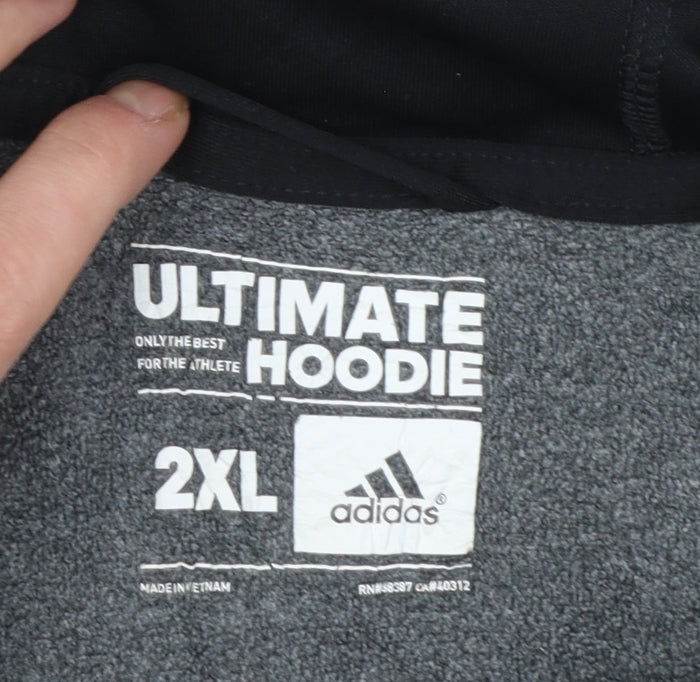 Adidas Men’s Grey 2XL Pullover Hoodie Sports Fleece Sweatshirt