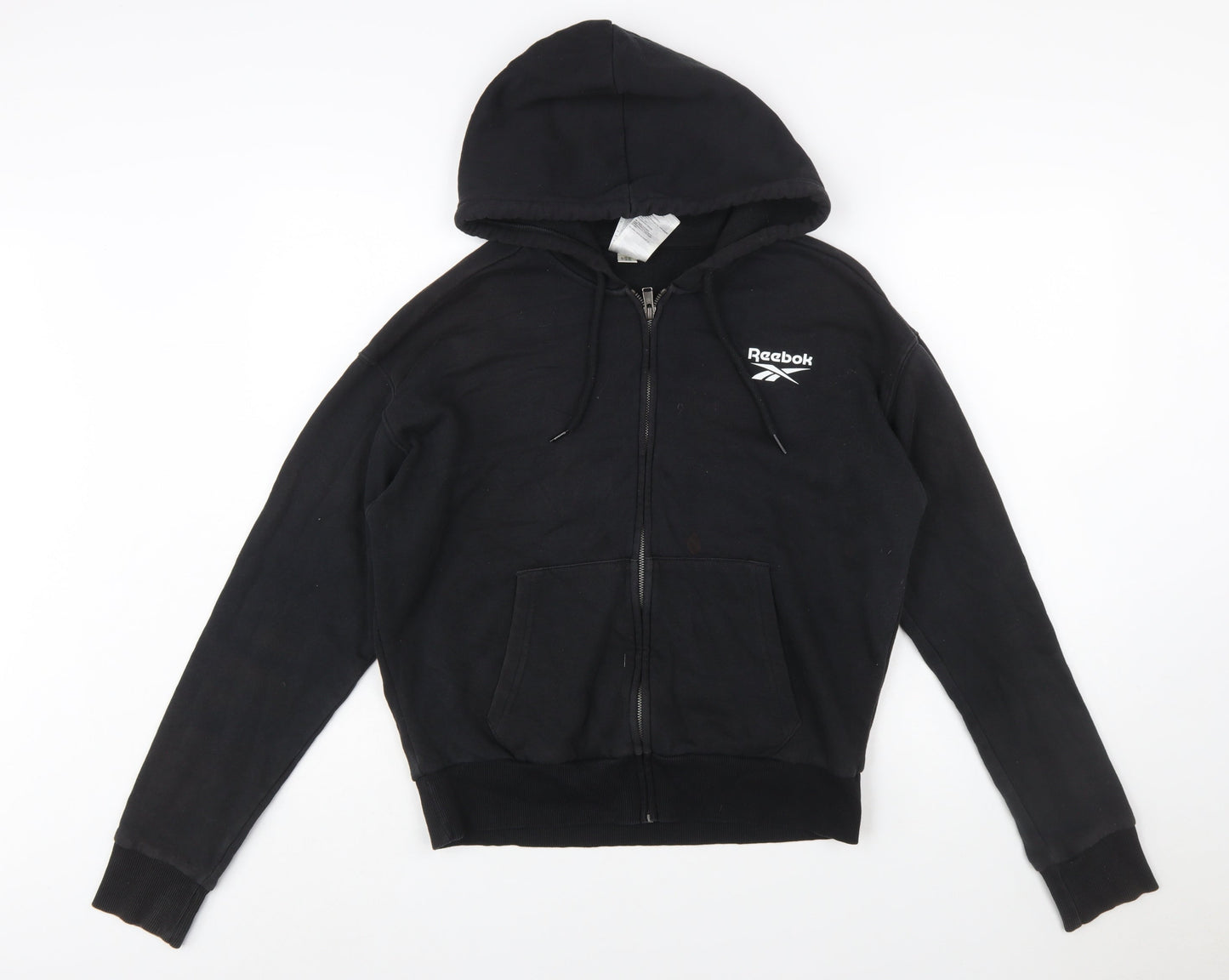 Reebok Womens Black Full Zip Hoodie Medium Hooded Sweatshirt