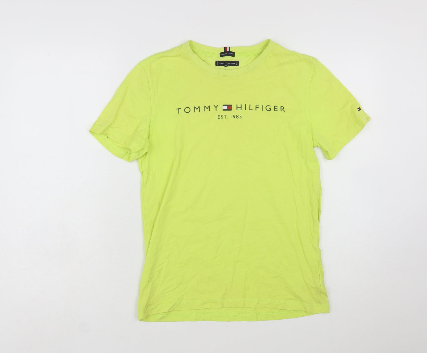 Tommy Hilfiger Boys Yellow Organic Cotton Logo T-Shirt Size 164