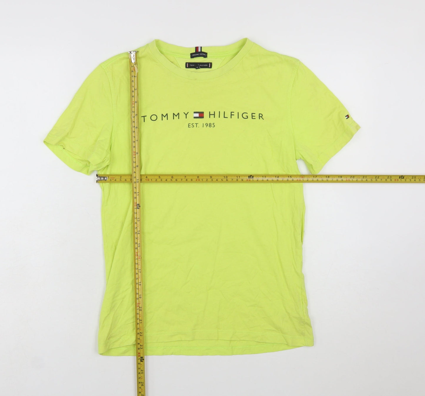 Tommy Hilfiger Boys Yellow Organic Cotton Logo T-Shirt Size 164