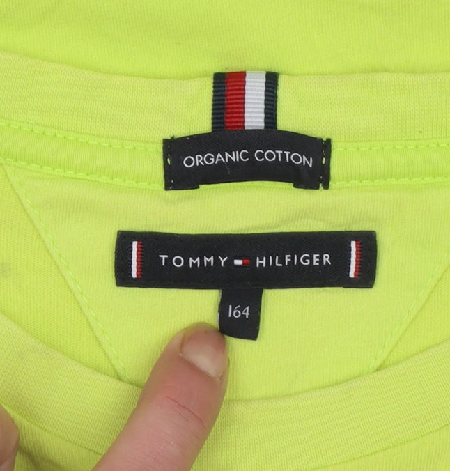 Tommy Hilfiger Boys Yellow Organic Cotton Logo T-Shirt Size 164