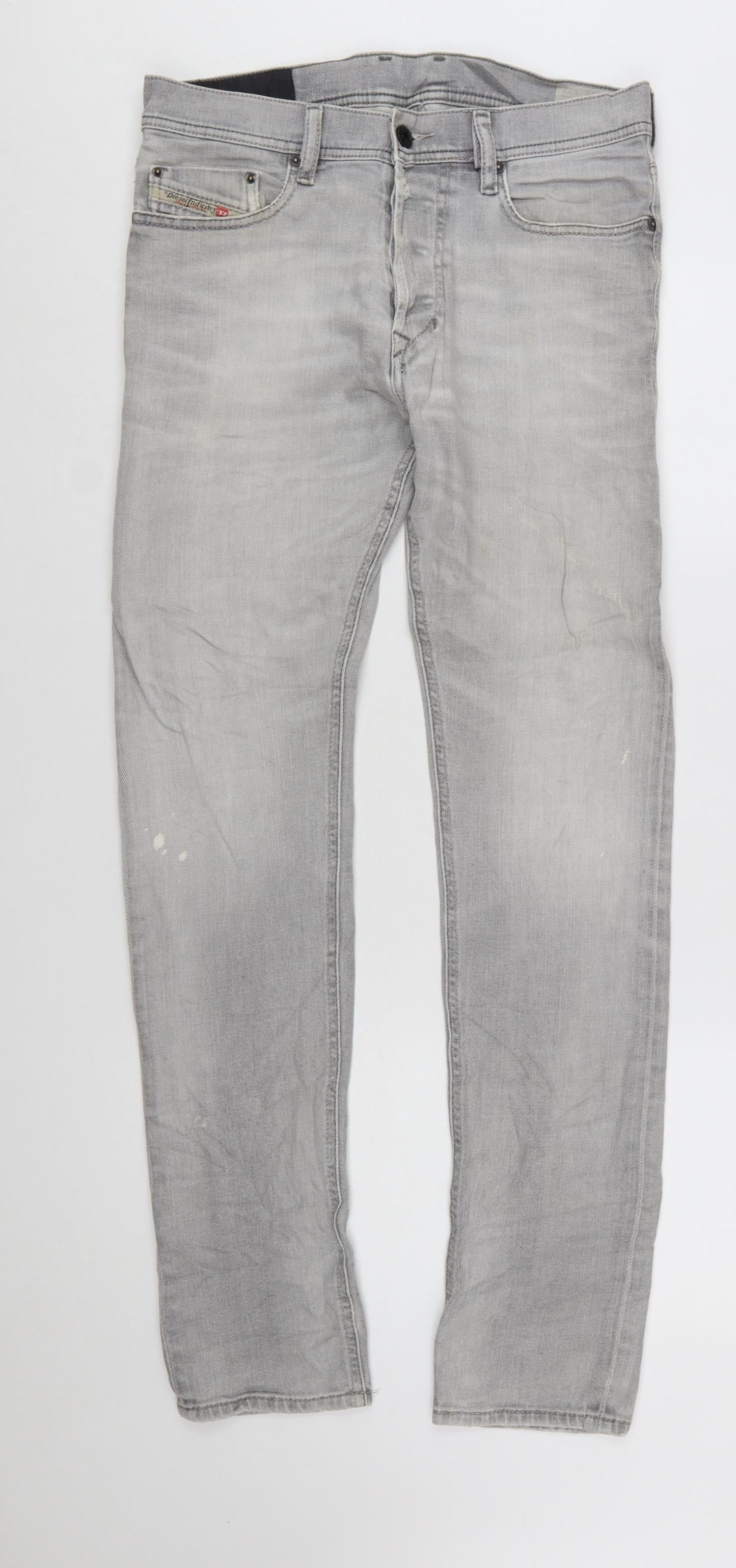 Diesel Industry Men's Grey Slim Fit Straight Leg Jeans Size 29