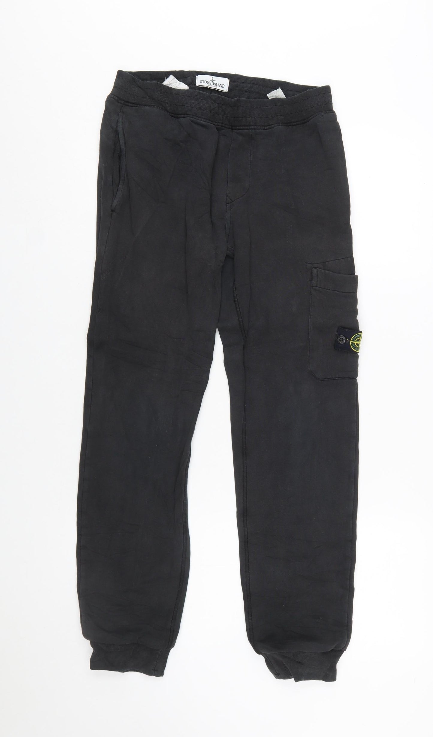 Stone Island Boys Black Cargo Trousers 12 Years Cotton Twill Joggers