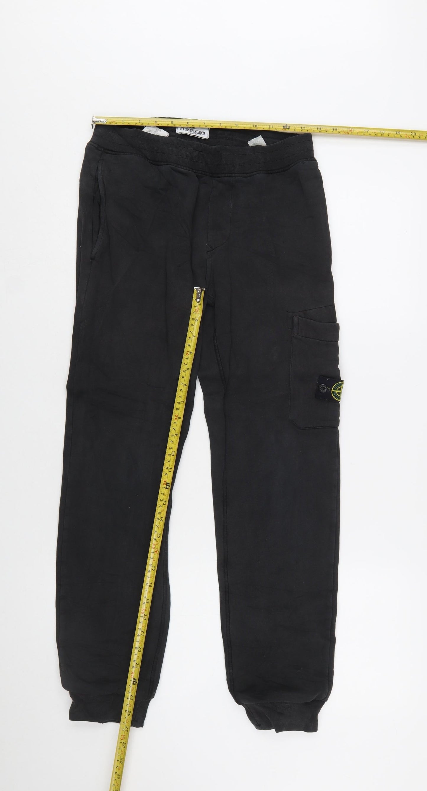 Stone Island Boys Black Cargo Trousers 12 Years Cotton Twill Joggers