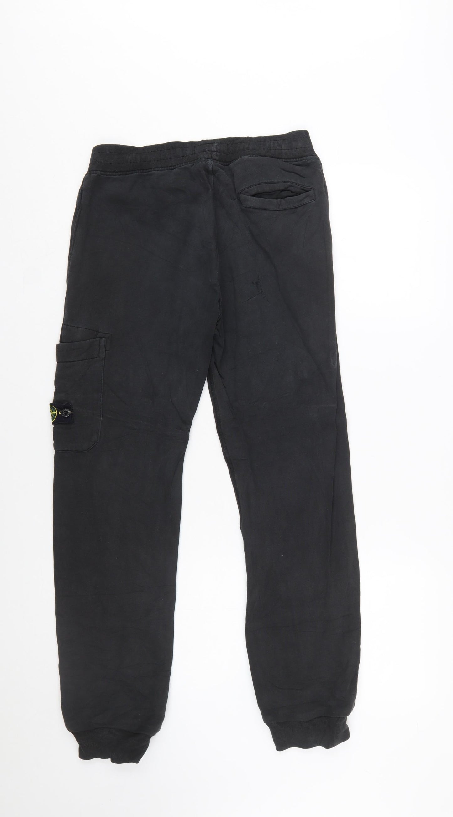 Stone Island Boys Black Cargo Trousers 12 Years Cotton Twill Joggers