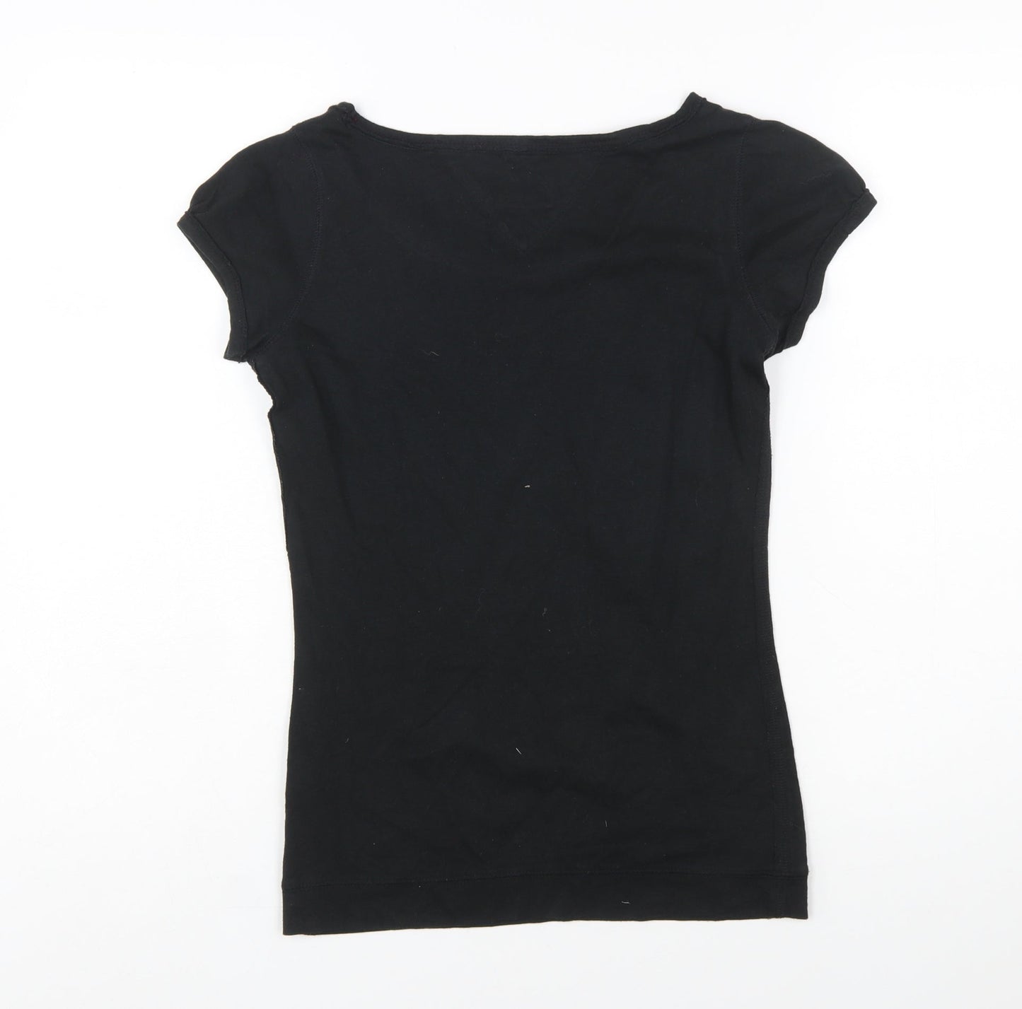 Tommy Hilfiger Women Black Basic Slim Fit Cotton T-Shirt M