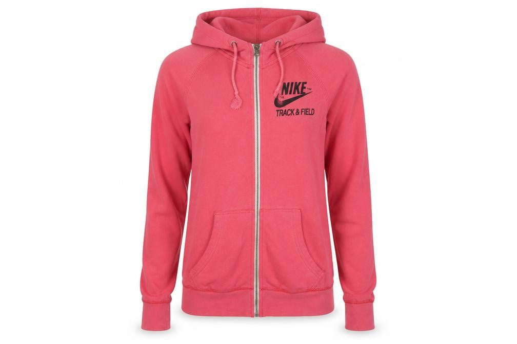Nike Womens Pink Full Zip Hoodie XS Cotton Track & Field Sweatshirt