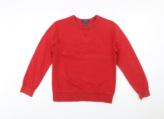 Polo Ralph Lauren Boys Red Cotton Blend Sweatshirt M (10-12) Crew Neck