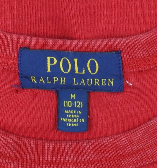 Polo Ralph Lauren Boys Red Cotton Blend Sweatshirt M (10-12) Crew Neck