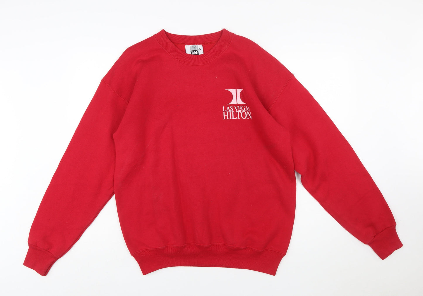 Lee Mens Red Las Vegas Hilton Logo Pullover Sweatshirt L