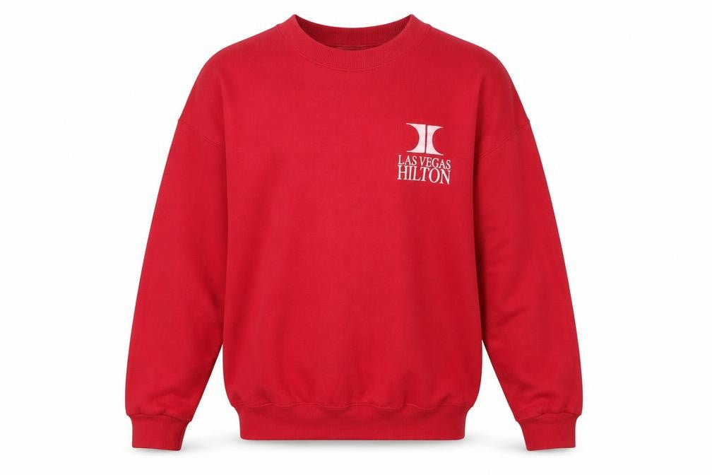 Lee Mens Red Las Vegas Hilton Logo Pullover Sweatshirt L
