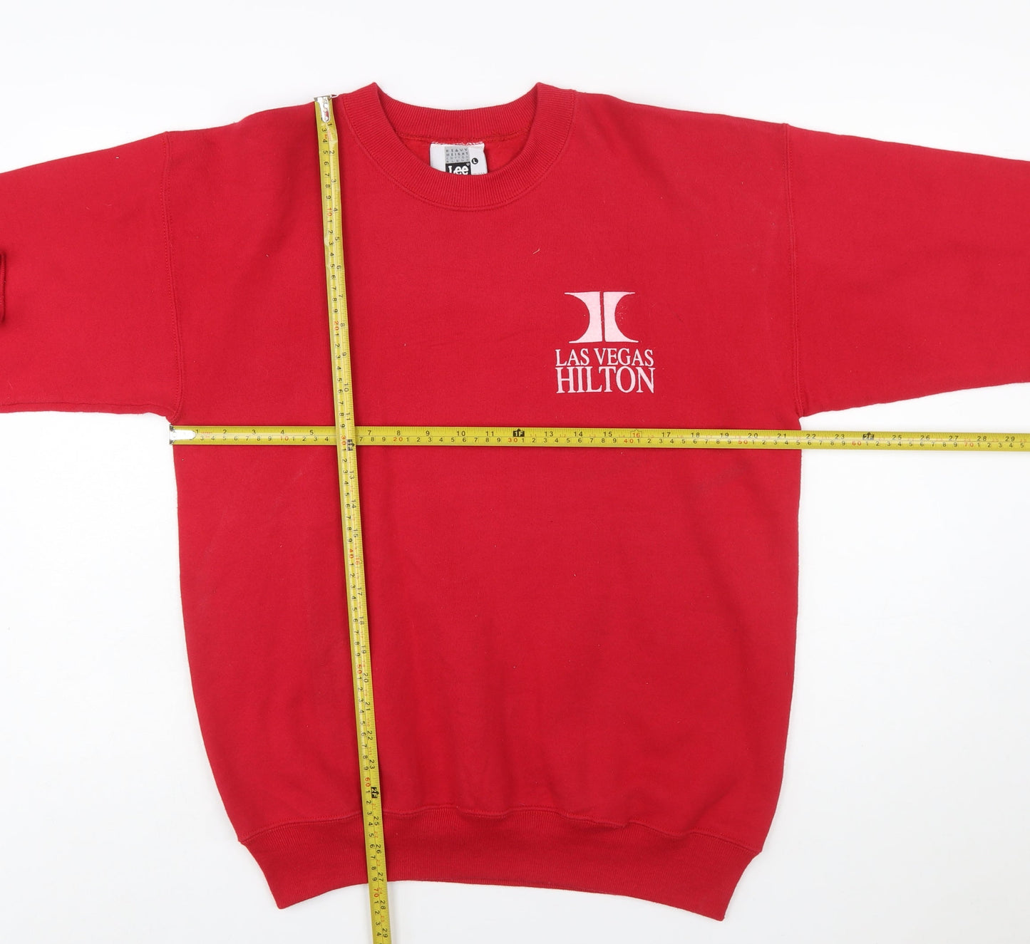 Lee Mens Red Las Vegas Hilton Logo Pullover Sweatshirt L