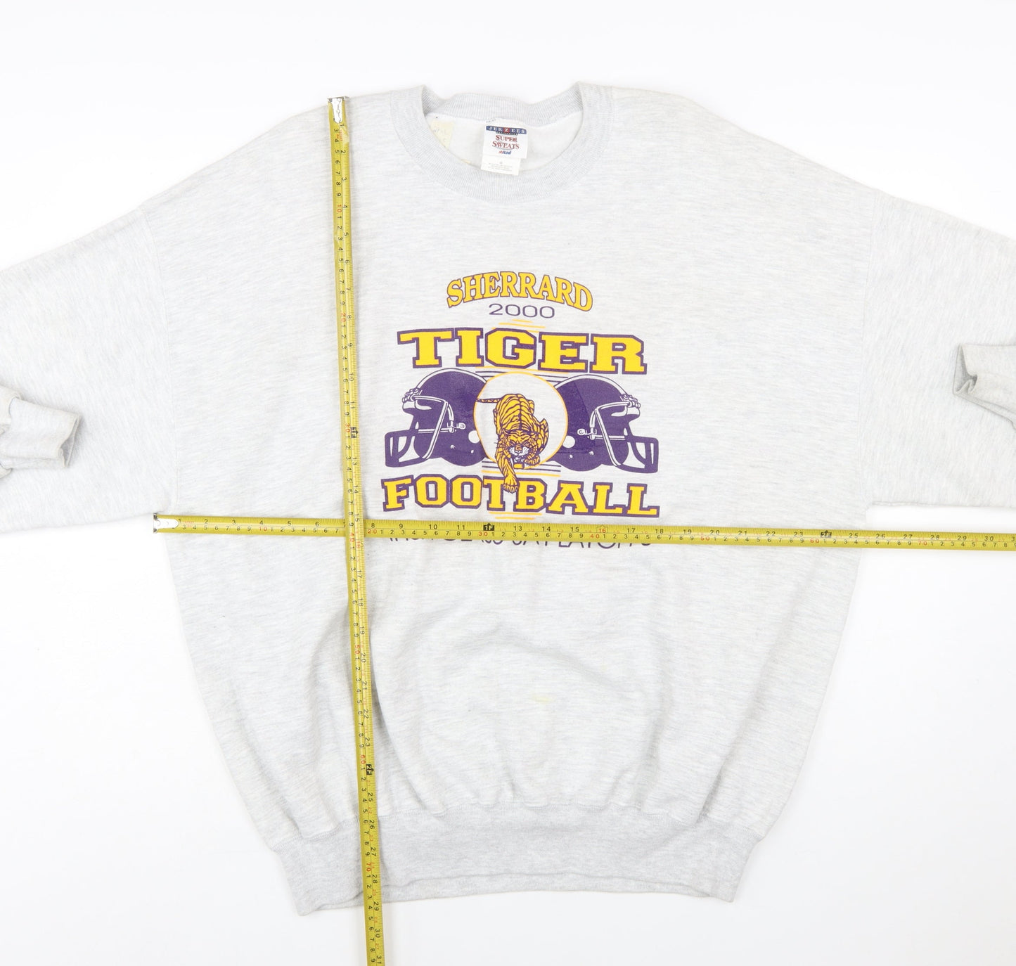 Jerzees Women's Grey Tiger Football Graphic Pullover Sweatshirt 2XL