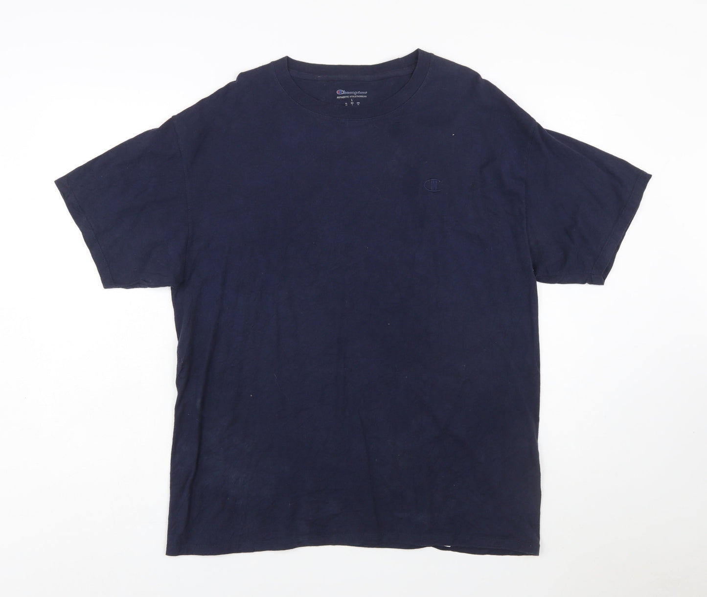 Champion Men Blue L Crew Neck Short Sleeve Sports T-Shirt