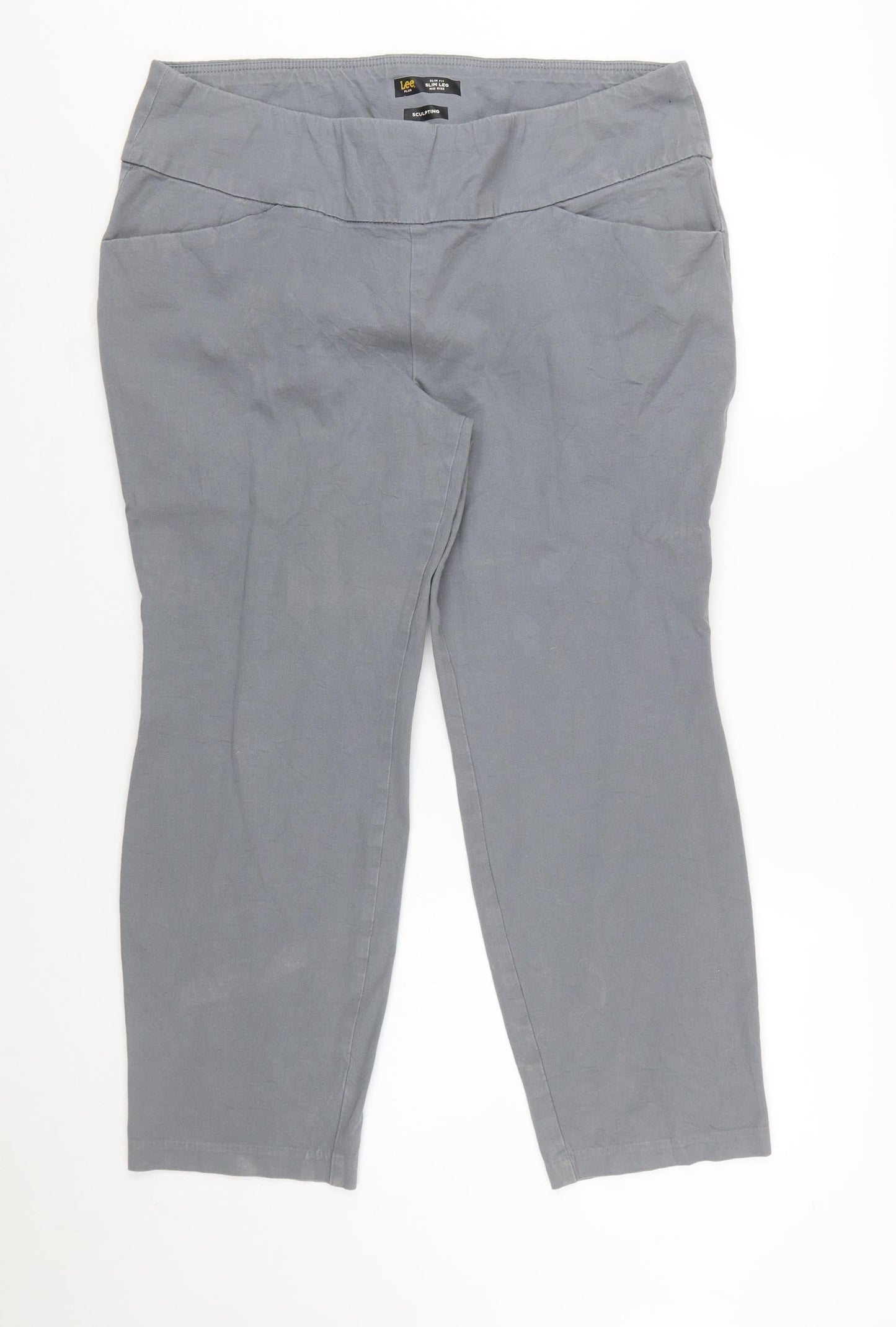 Lee Women’s Grey Petite Slim Fit Sculpting Trousers Size 18 Plus