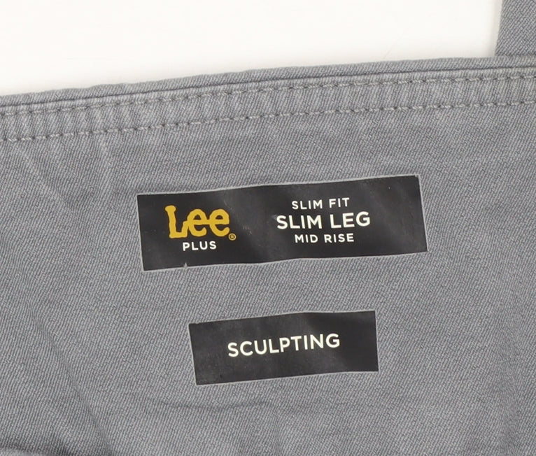 Lee Women’s Grey Petite Slim Fit Sculpting Trousers Size 18 Plus