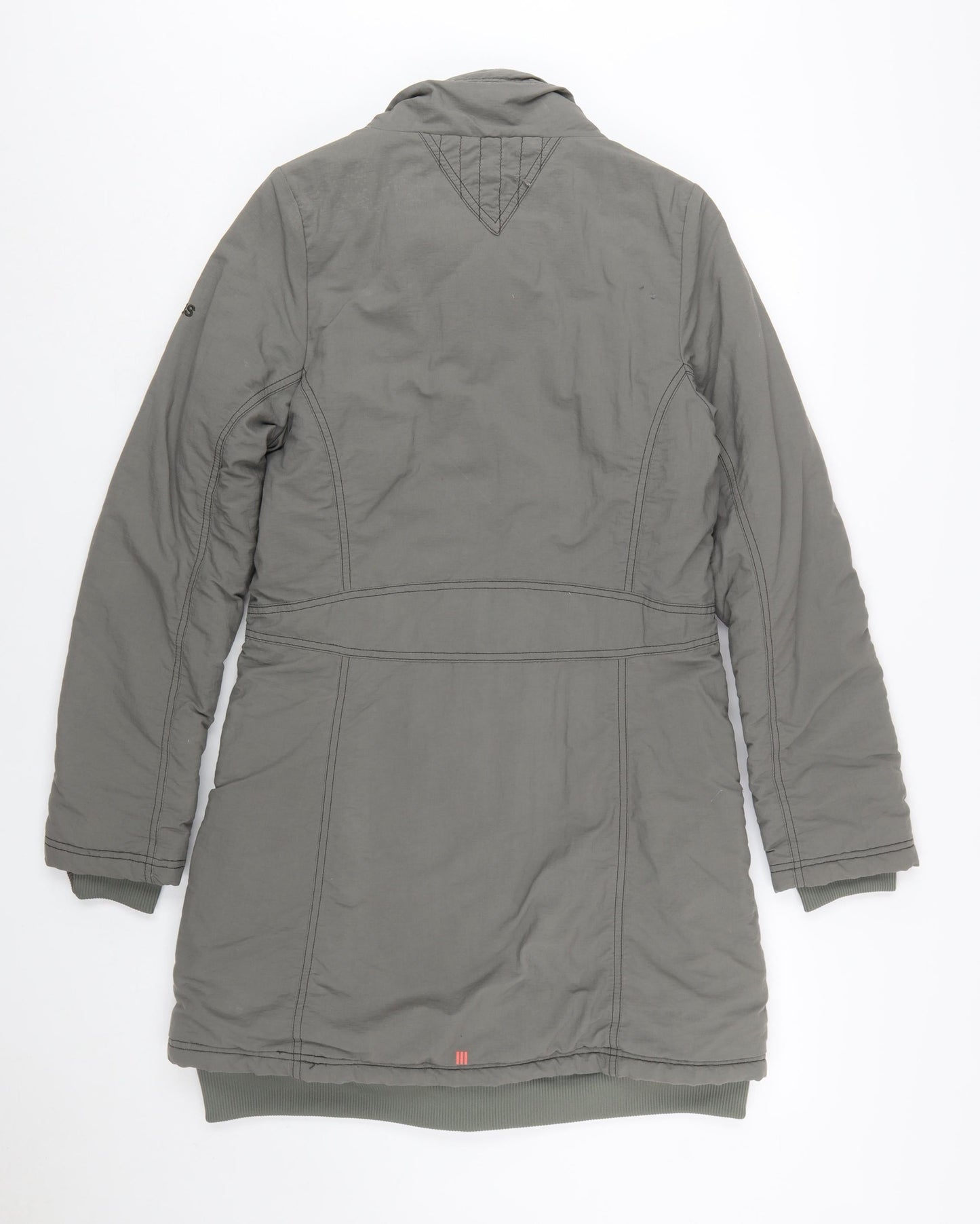 Adidas Womens Grey Long Parka Coat Size 12 Nylon Winter Jacket