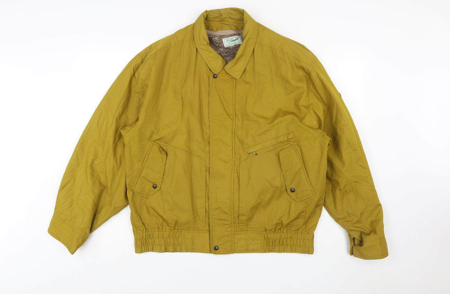 Crocodile Men's Yellow XL Bomber Jacket Faux Fur Lined Vintage Style