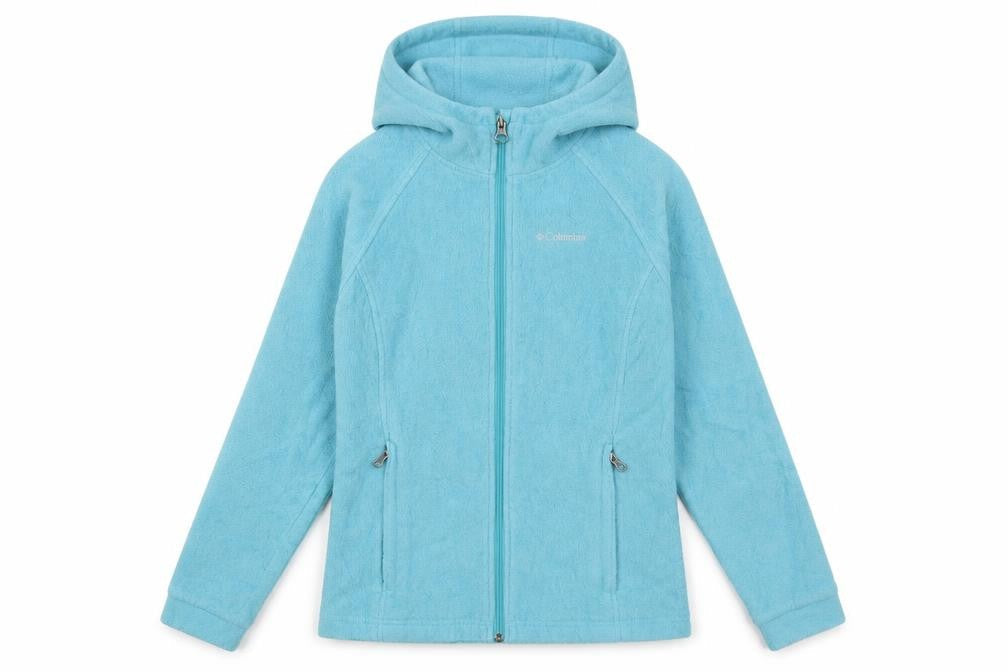 Columbia Girls Blue Hooded Fleece Jacket Size 14-15 Years Full Zip