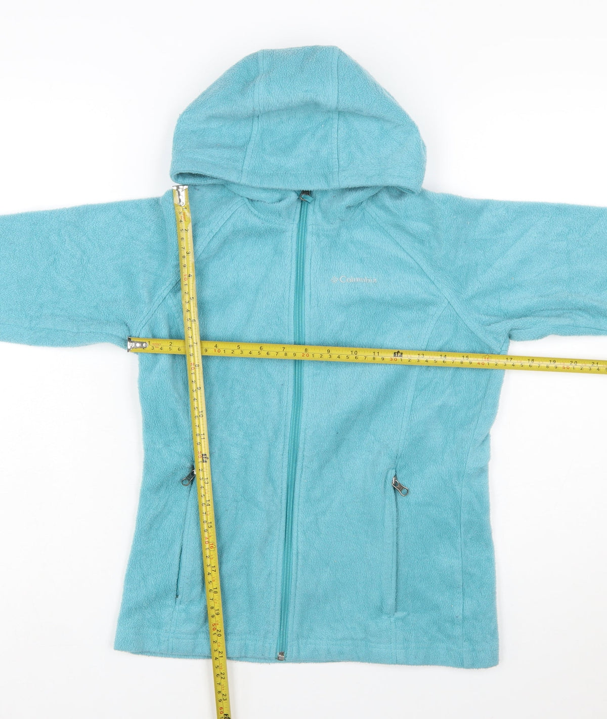 Columbia Girls Blue Hooded Fleece Jacket Size 14-15 Years Full Zip