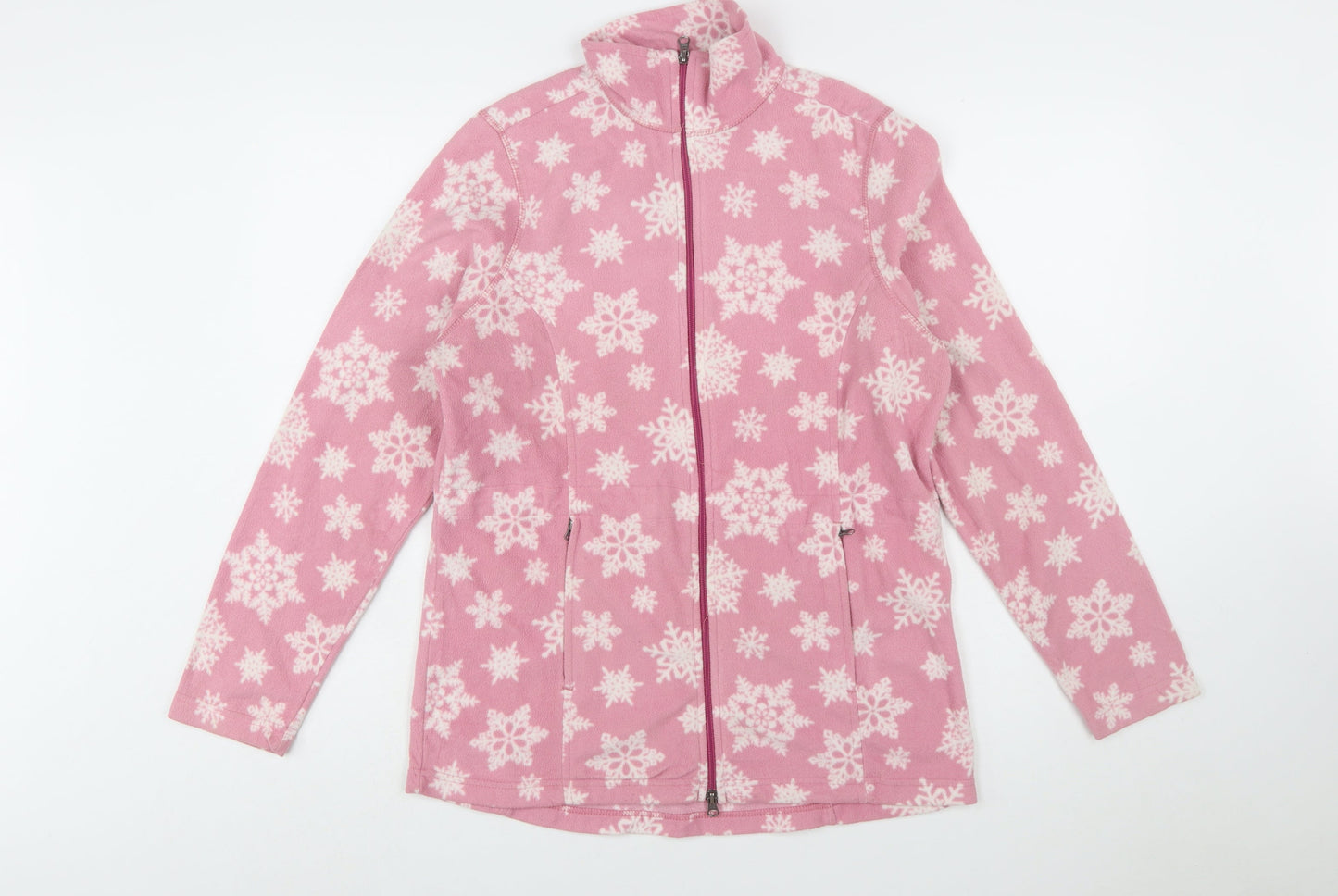 Falls Creek Women's Pink Snowflake Fleece Jacket Medium Winter Warm