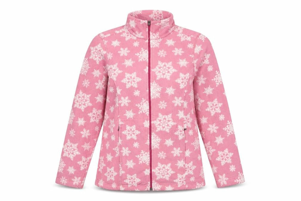 Falls Creek Women's Pink Snowflake Fleece Jacket Medium Winter Warm
