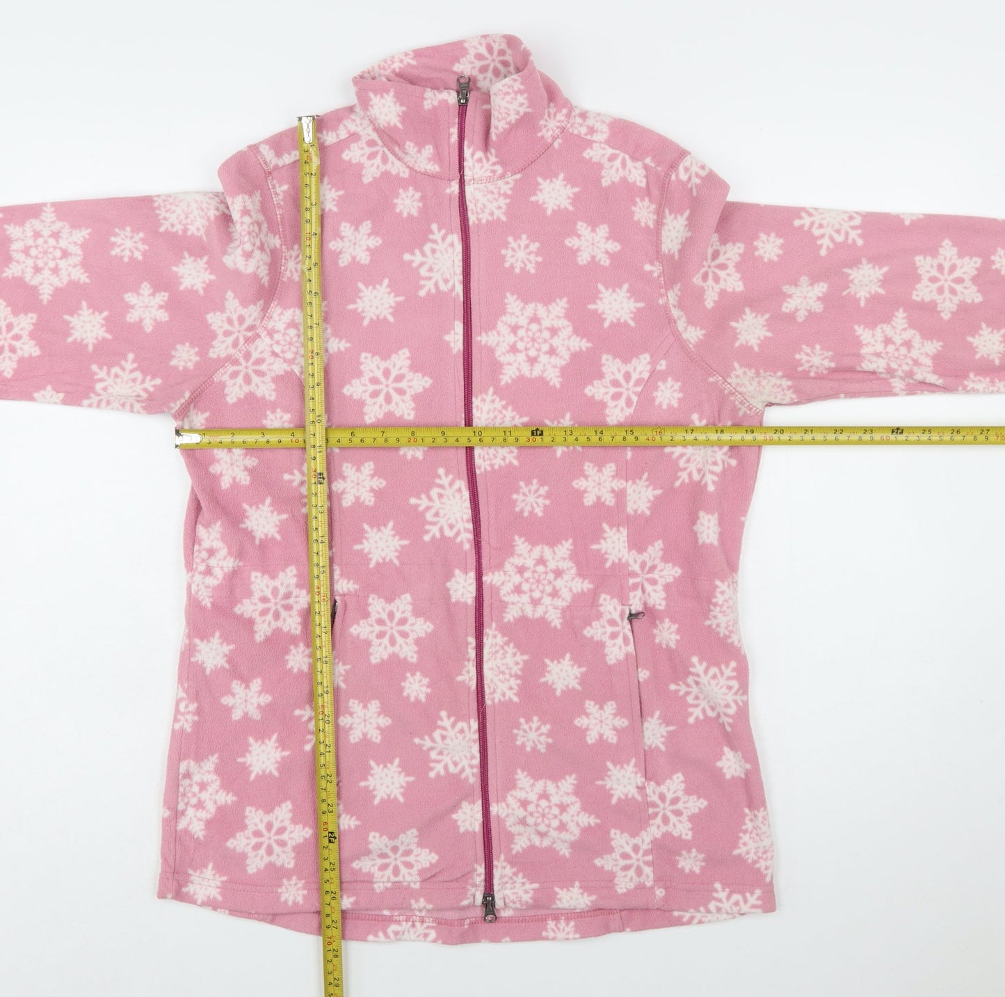Falls Creek Women's Pink Snowflake Fleece Jacket Medium Winter Warm