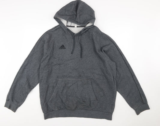 Adidas Men Grey XL Pullover Hoodie Fleece Logo Sportswear