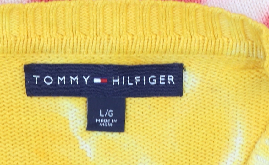 Tommy Hilfiger Men's Multicoloured Tie-Dye Cotton Jumper L