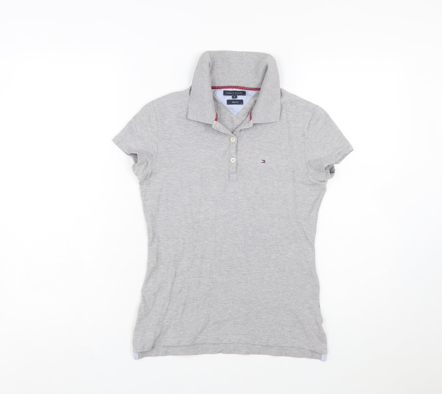 Tommy Hilfiger Women's Grey Slim Fit Polo Shirt M